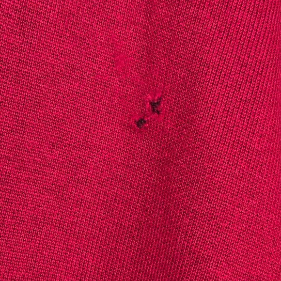 Anne Klein Cape Poncho Knit Sweater Size XL Red Full Zip Cardigan *Holes* - Picture 3 of 10
